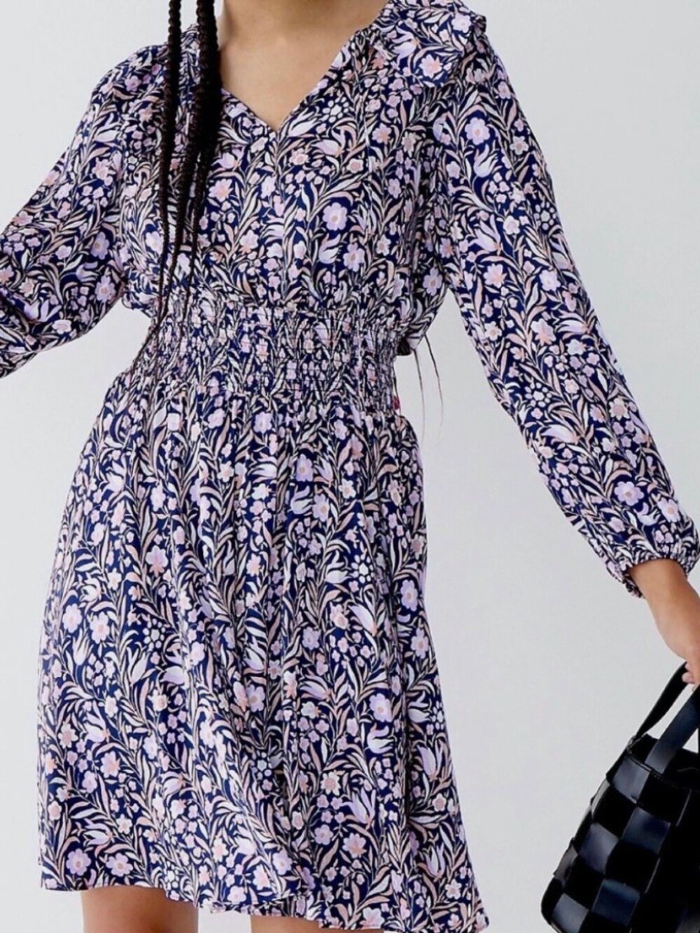 J. Crew V-neck Satin Dress in Floral Fields - Ruffle - M